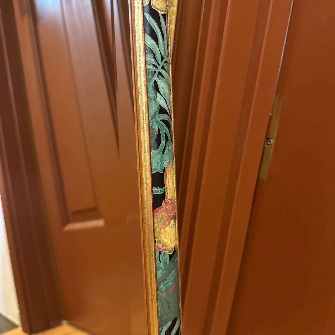 美品 イタリア製 フラワー オクタゴンシェイプ ウォールミラー シャビー