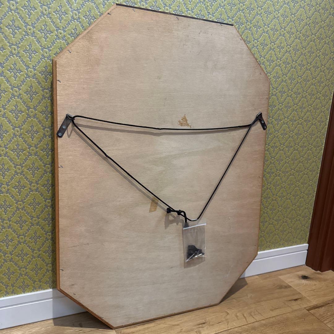 美品 イタリア製 フラワー オクタゴンシェイプ ウォールミラー シャビー