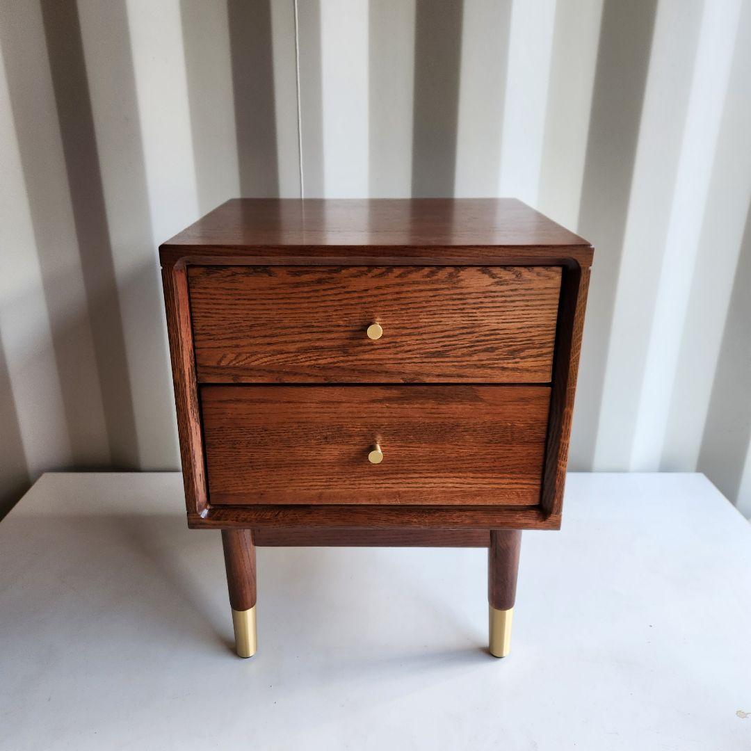 美品　MU RONG サイドテーブル アメリカオークウッド ナイトテーブル