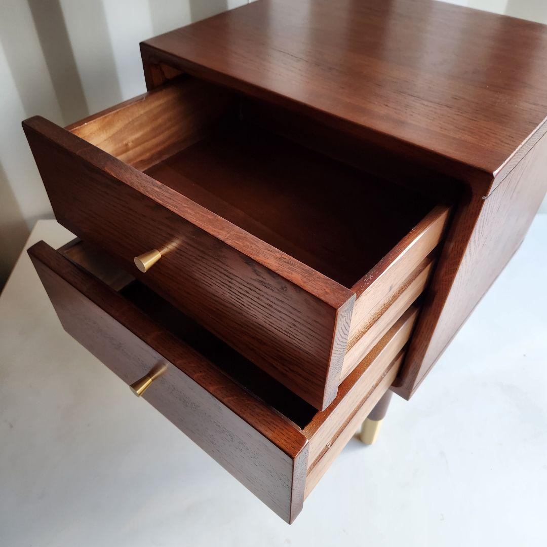 美品　MU RONG サイドテーブル アメリカオークウッド ナイトテーブル