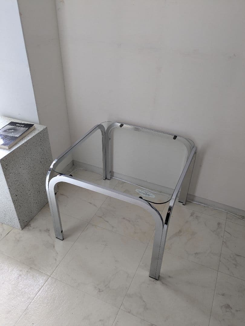 クローム×ガラス コーヒー テーブル 80-90s ミッドセンチュリー ンテージ