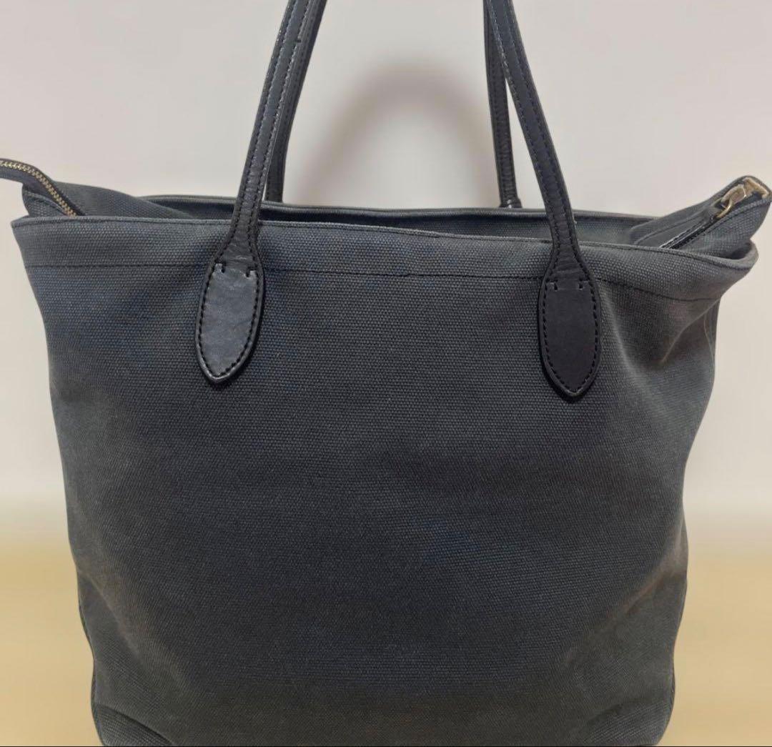 希少 RALPH LAUREN トートバッグ レザー キャンバス ゴールド刺繍