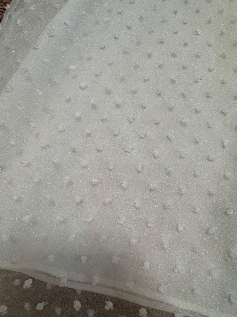 ホワイトドット柄 シースルー ぽわん袖 ブラウス