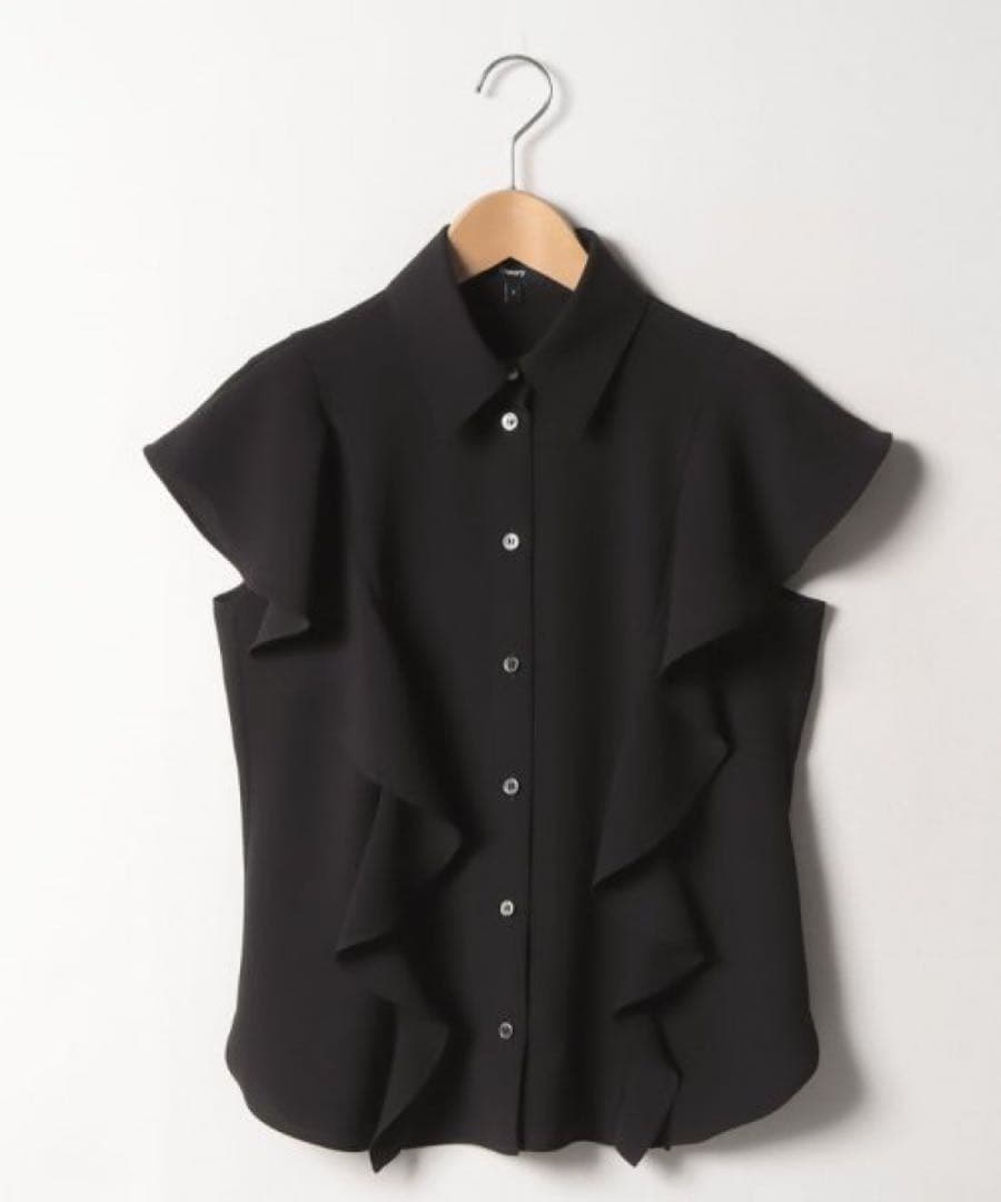 theory フリルデザインブラウス　黒