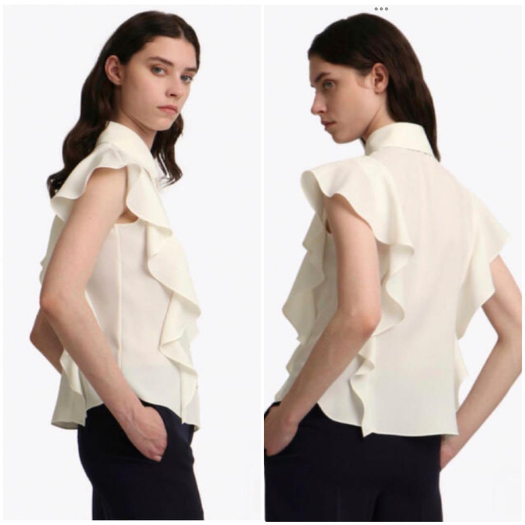 theory フリルデザインブラウス　黒