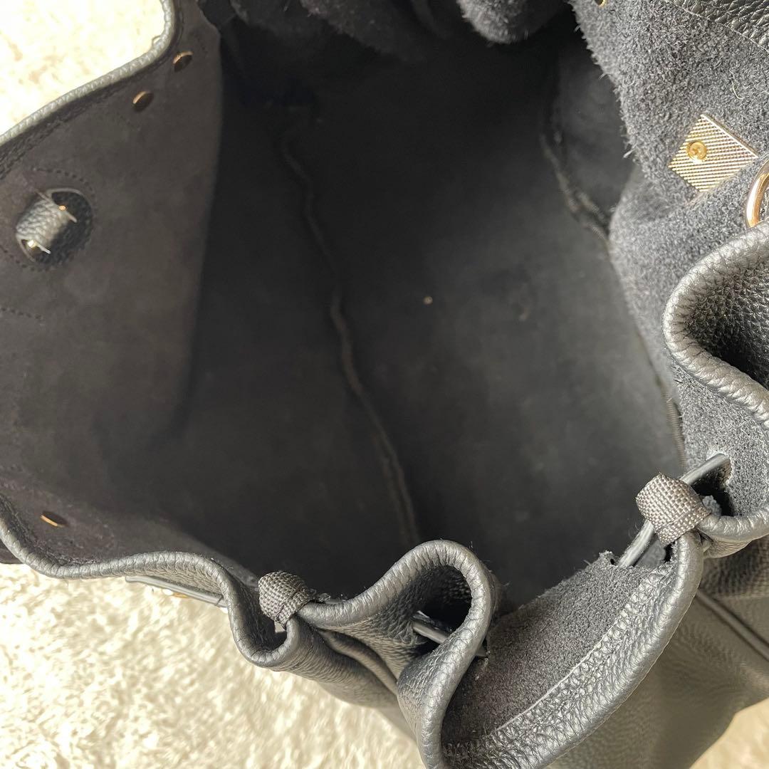 極美品☆Pual ce cin ブラックトートバッグ 2way シボ革　ベルト