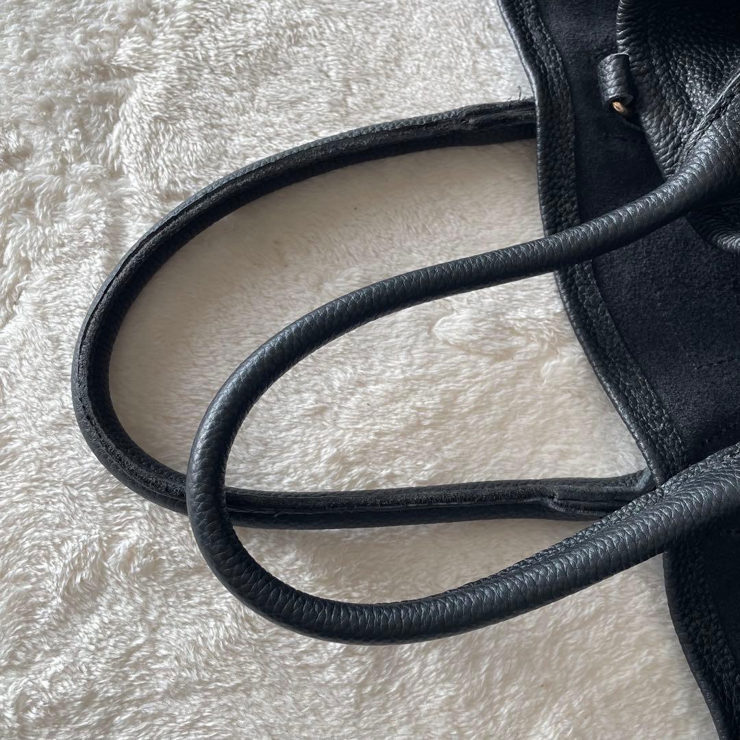 極美品☆Pual ce cin ブラックトートバッグ 2way シボ革　ベルト