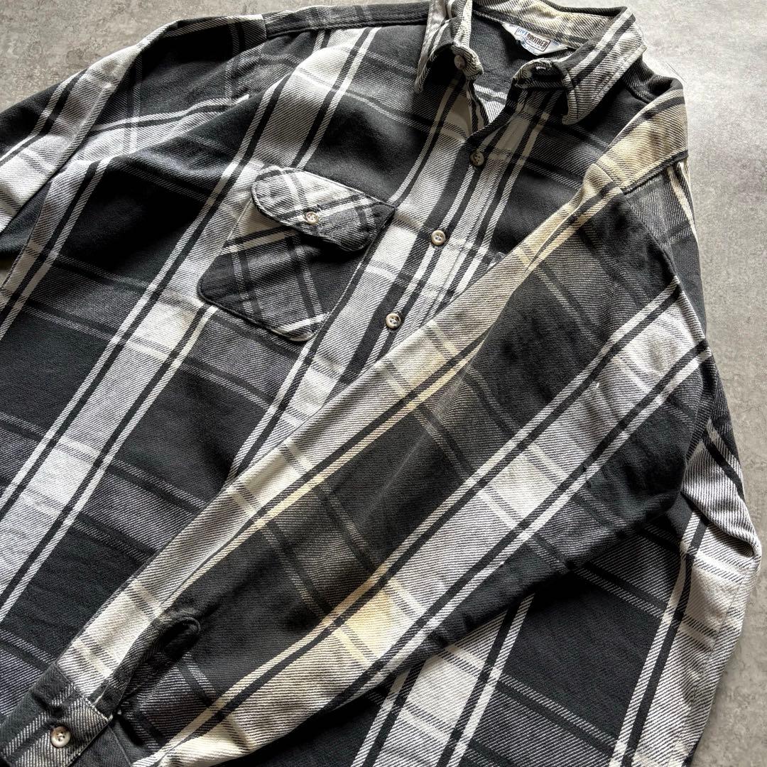 配色最高70s80s FIVE BROTHERファイブブラザー ネルシャツ 白黒