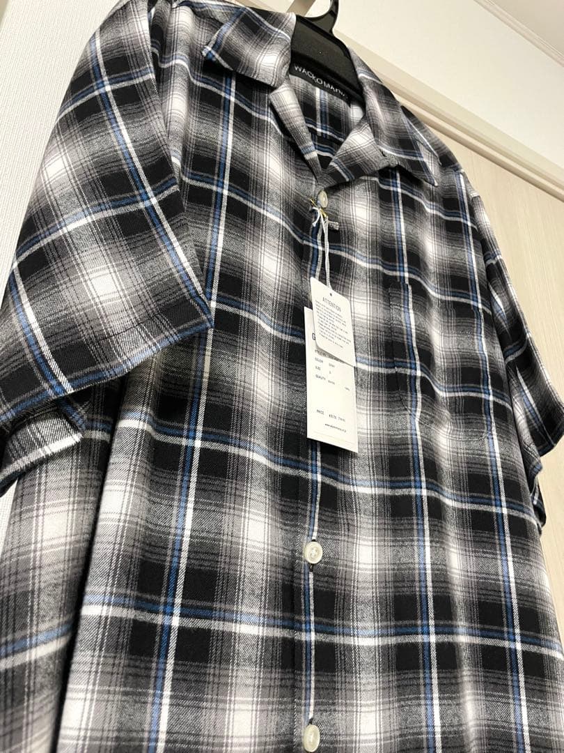最終値下 ワコマリア OMBRE CHECK OPEN COLLAR SHIRT