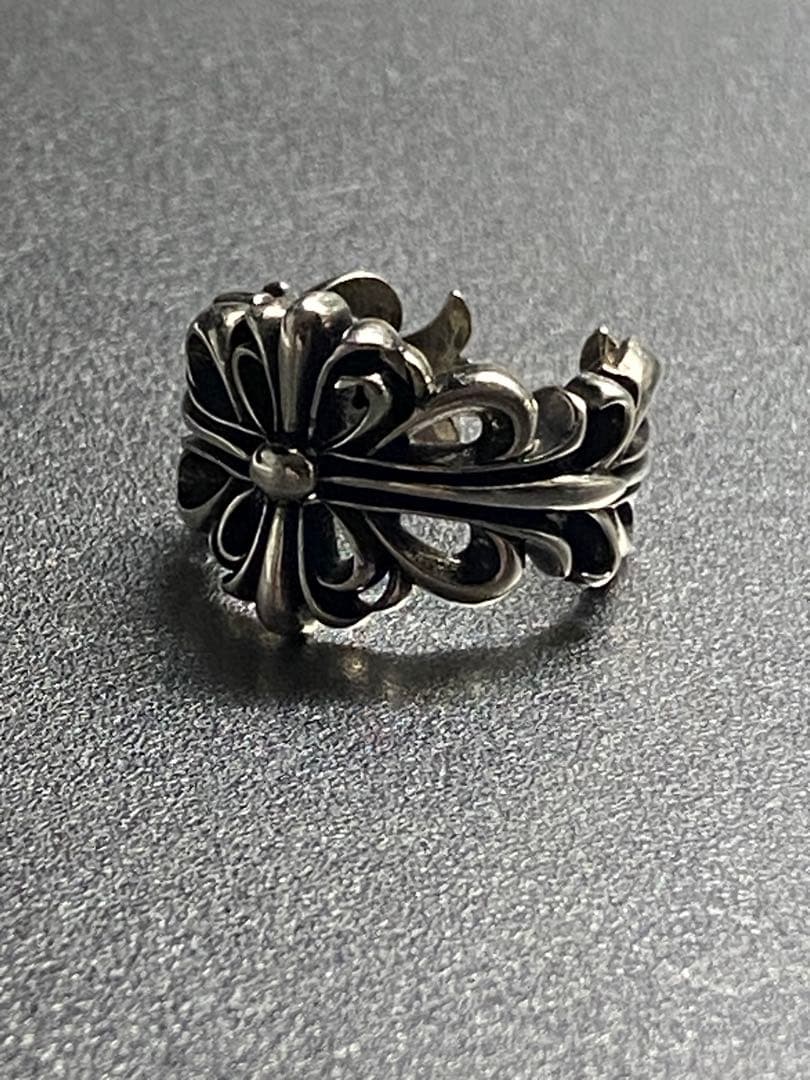 ダブルフローラルクロスリング15号　 Chrome Hearts風シルバー925