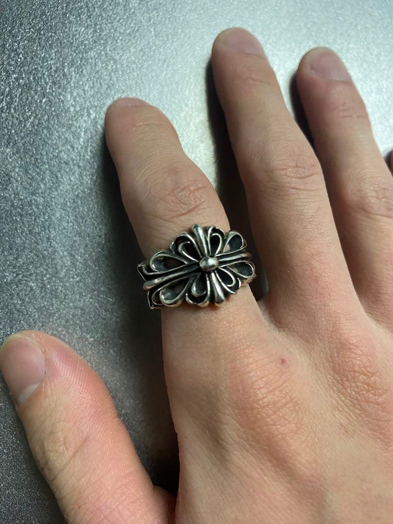 ダブルフローラルクロスリング15号　 Chrome Hearts風シルバー925