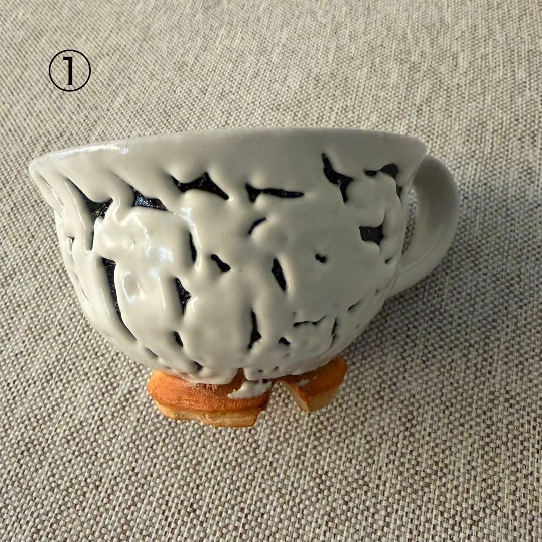 萩焼　風来坊窯　小松健　白萩　白釉　コーヒーカップ＆ソーサー　2客