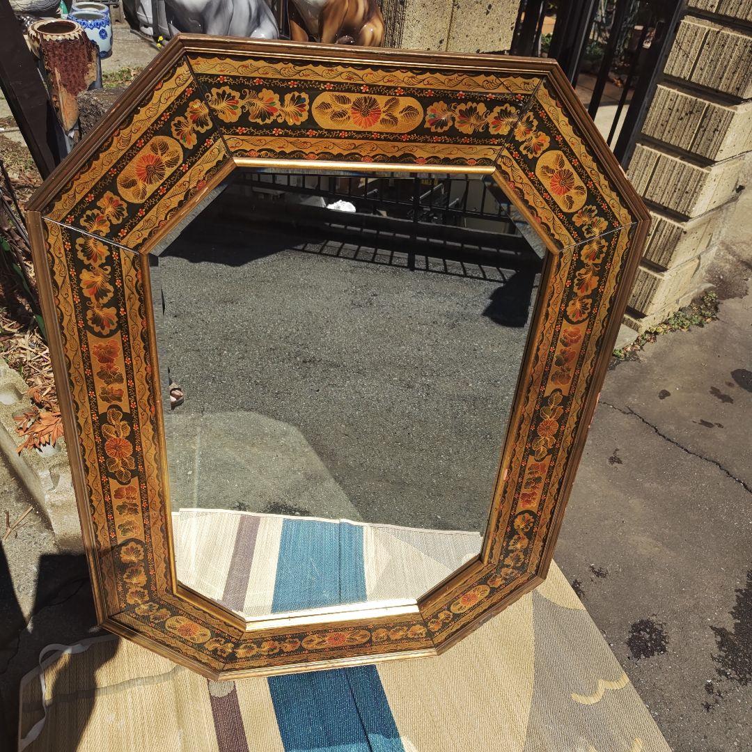 ヴィンテージ　イタリア 　特大　高級八角鏡 　壁掛けミラー　 120㌢　送料込