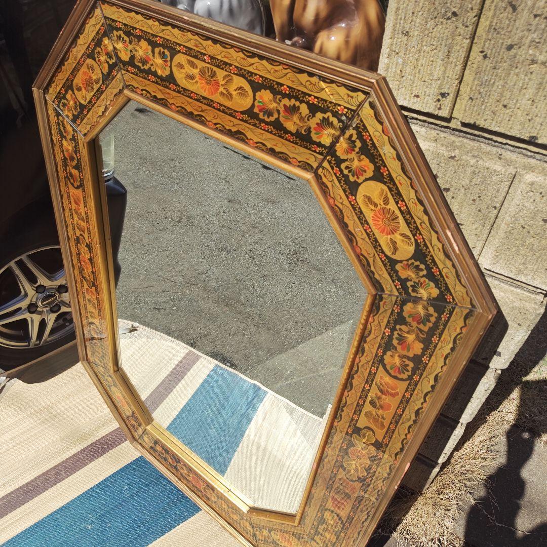 ヴィンテージ　イタリア 　特大　高級八角鏡 　壁掛けミラー　 120㌢　送料込