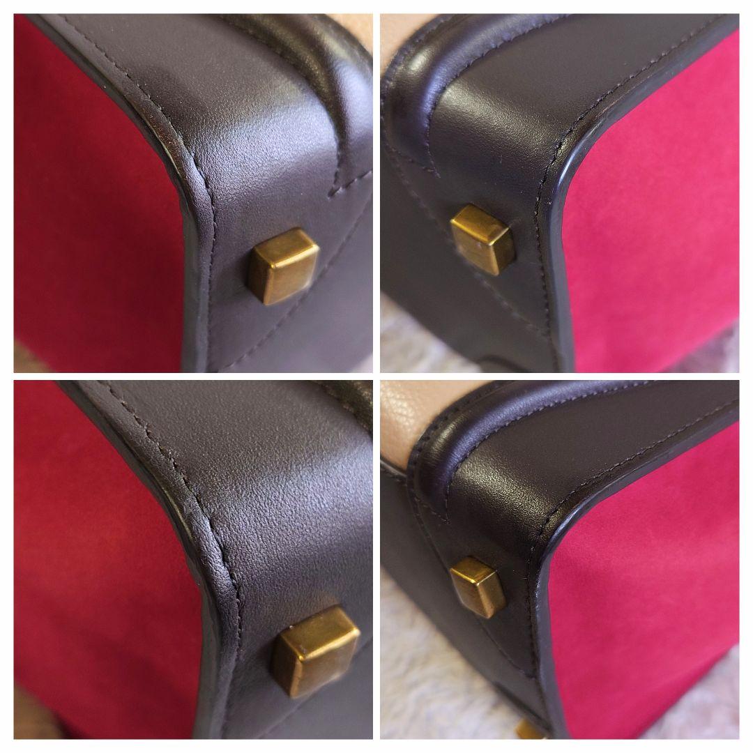 セリーヌ ラゲージ マイクロショッパー トートバッグ トリコロール レザー