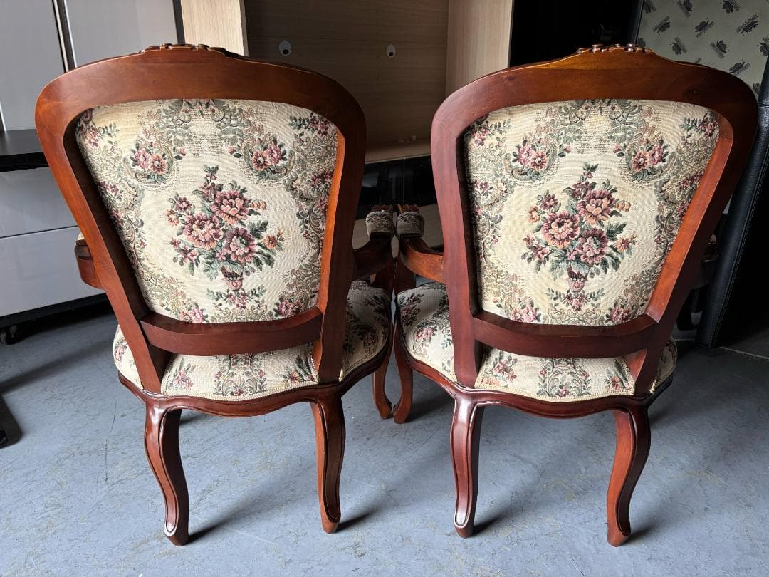 ①rieko-4622 アンティーク 猫脚椅子、チェア、肘掛付き1脚のみ