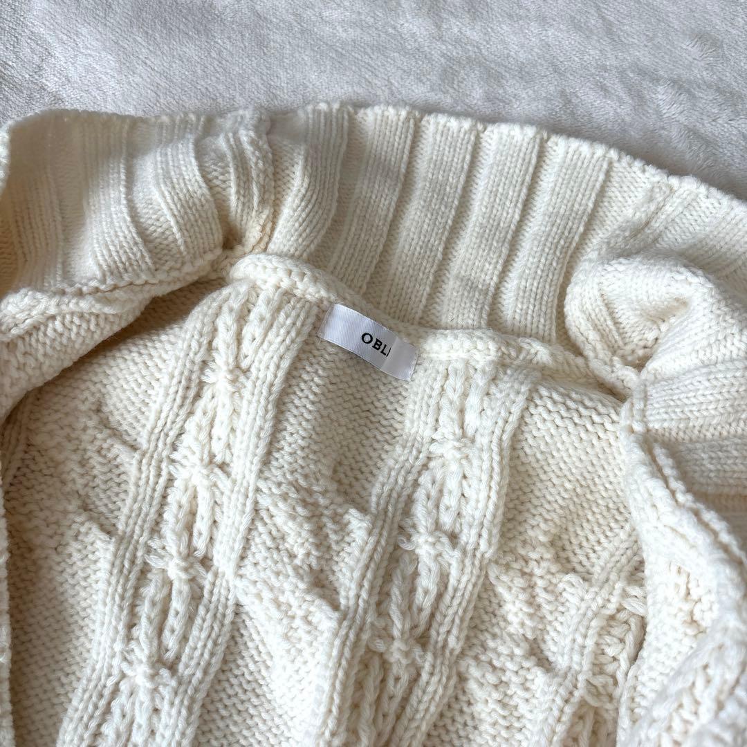 kei san【OBLI】ロングニットカーディガン　オフホワイト　FREE