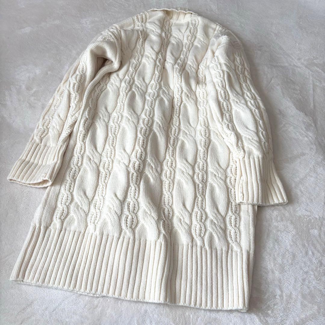 kei san【OBLI】ロングニットカーディガン　オフホワイト　FREE