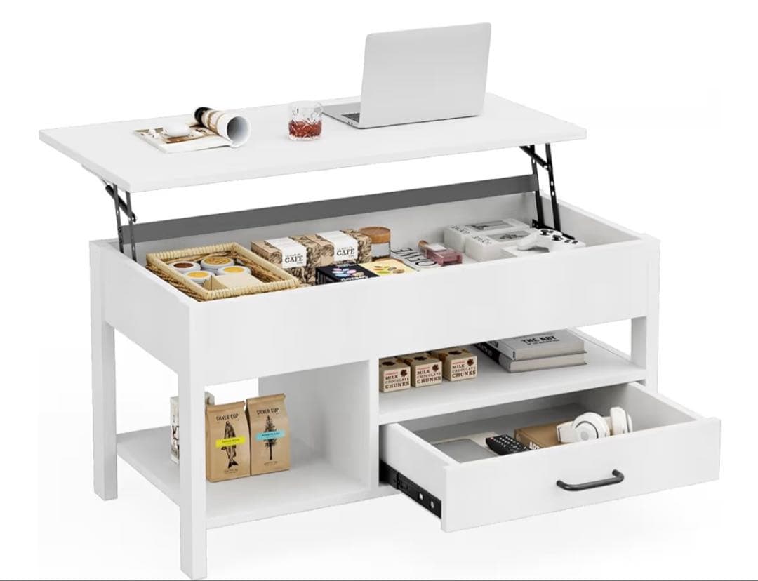 IKIFLY ローテーブル 昇降式 木製 コーヒーテーブル