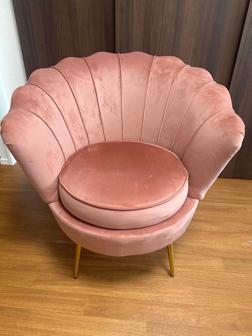 貝殻型ベルベット1人掛けソファ