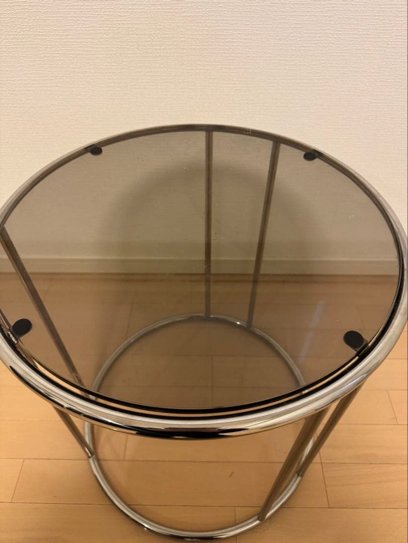 円形ガラスサイドテーブル