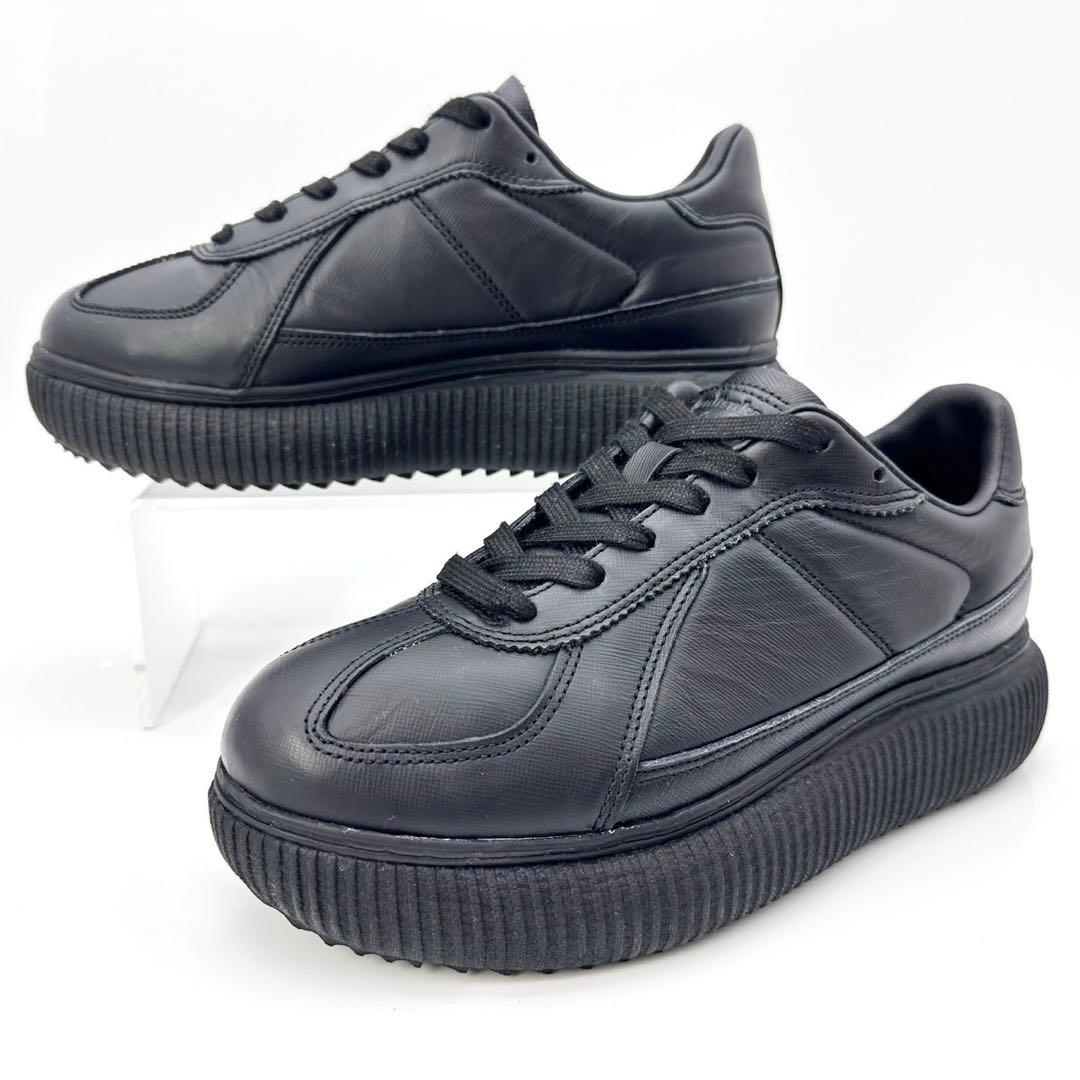 【美品】オニツカタイガー デレシティ 黒 サフィアーノ レザー 厚底 24