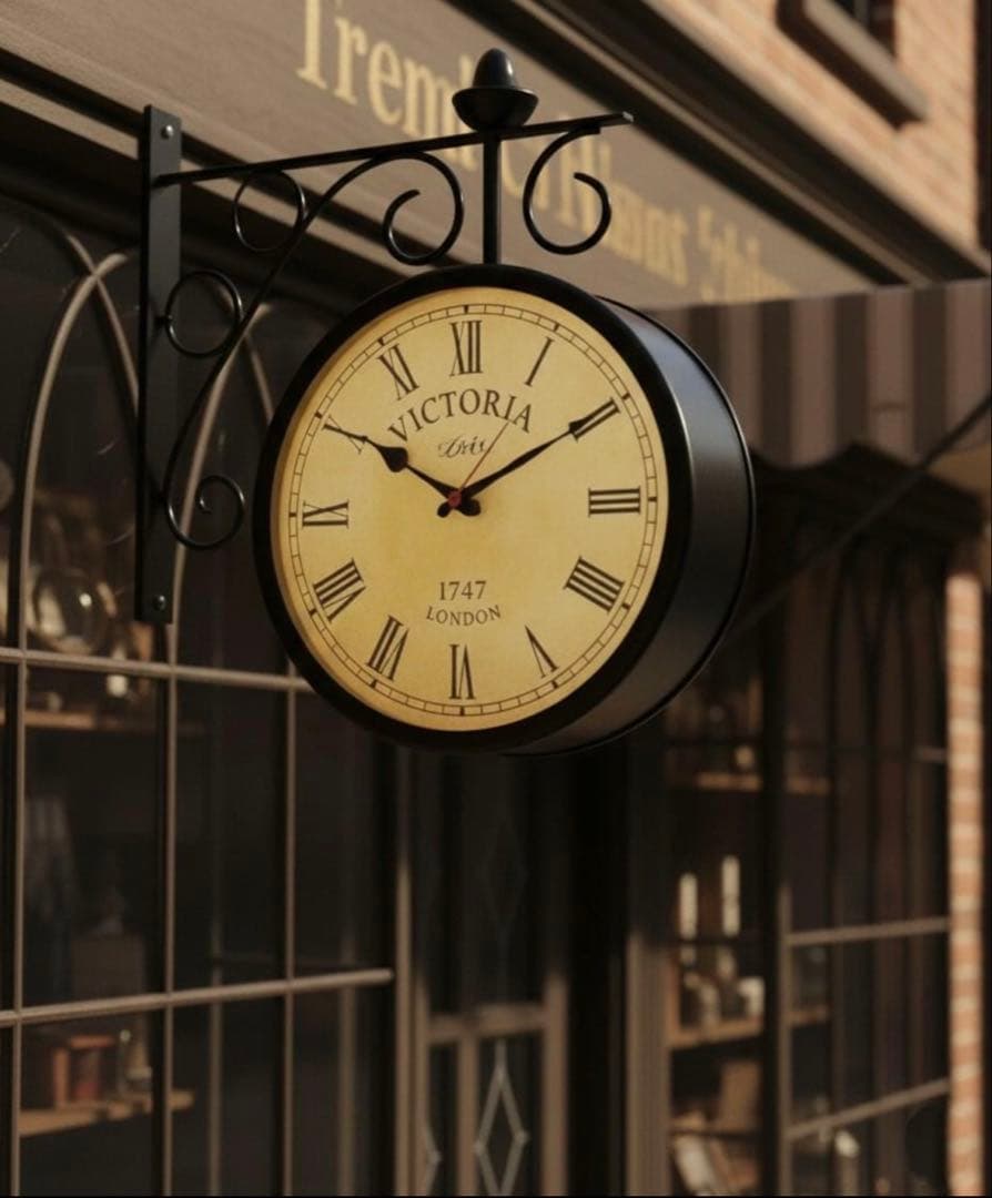 アンティーク調両面時計 | ヴィクトリア・ロンドン鉄道壁飾り | インダストリア