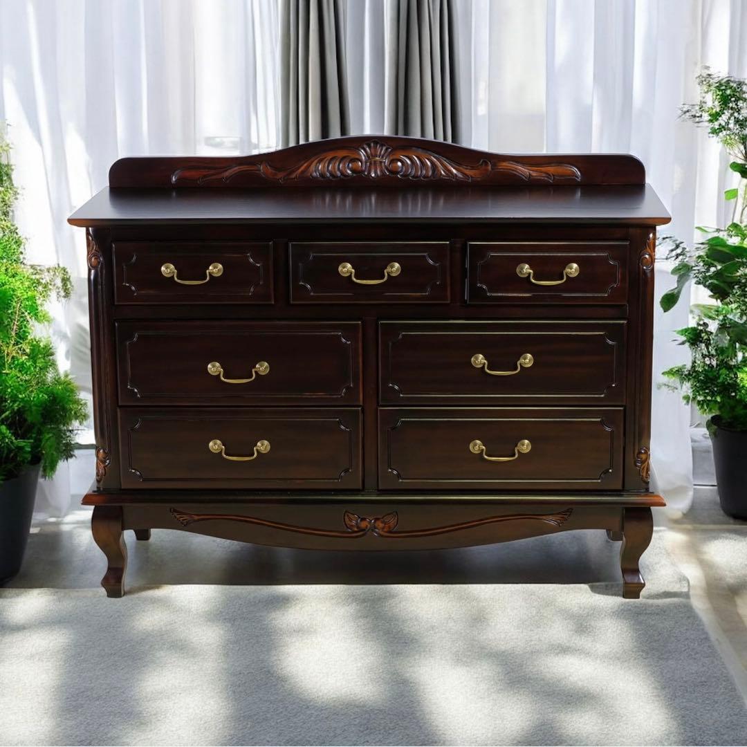 A 新品 チェスト 110cm アンティーク タンス リビング収納 衣類収納