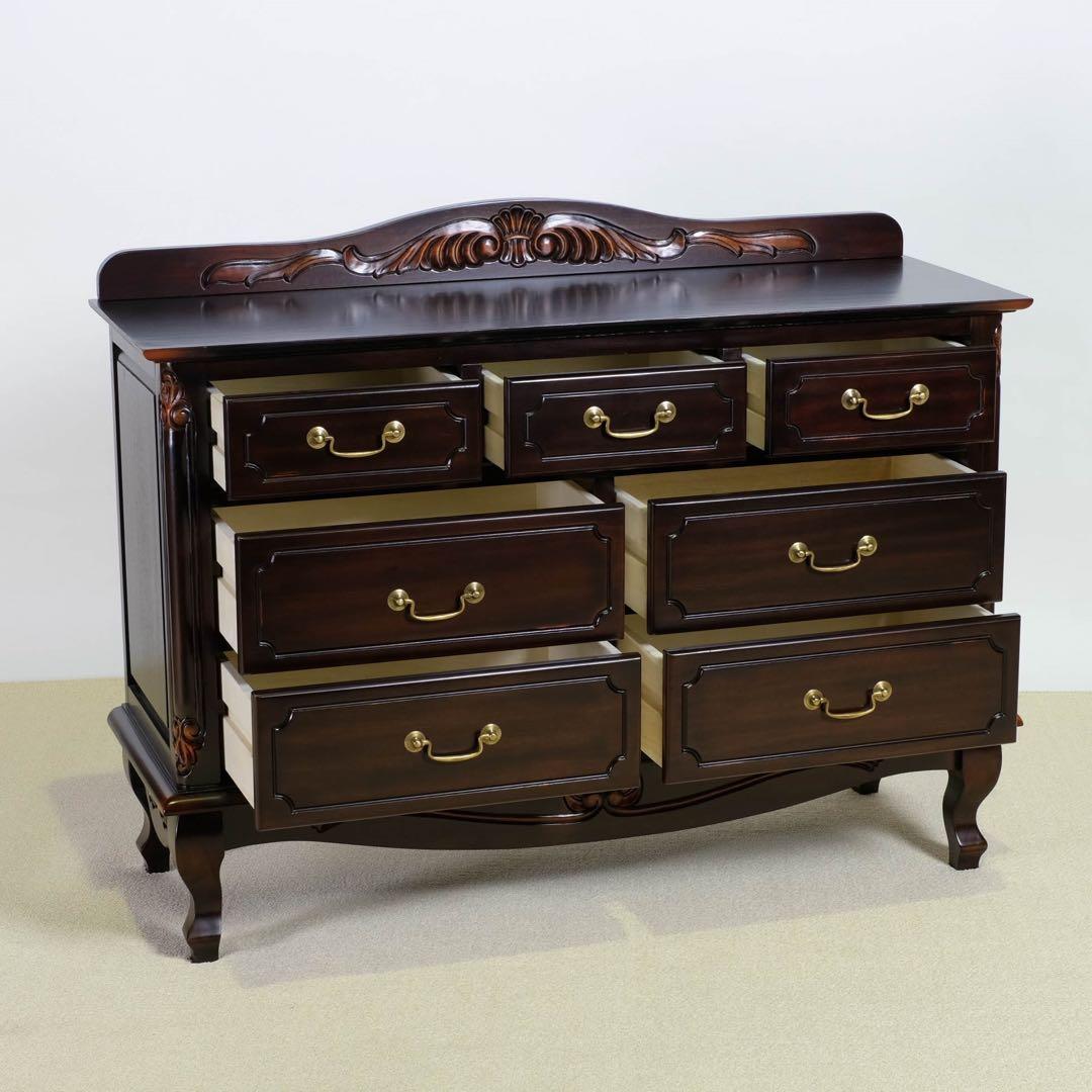 A 新品 チェスト 110cm アンティーク タンス リビング収納 衣類収納