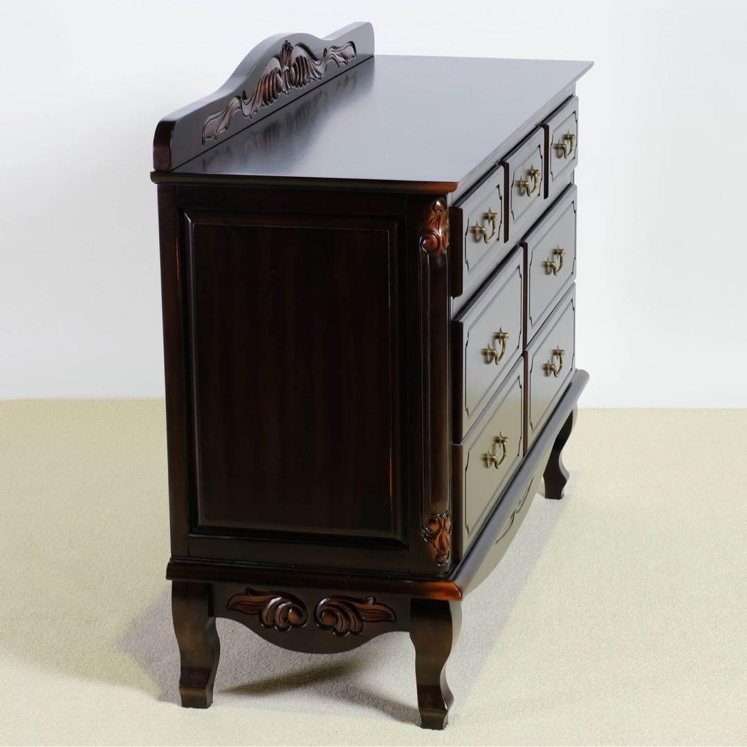 A 新品 チェスト 110cm アンティーク タンス リビング収納 衣類収納