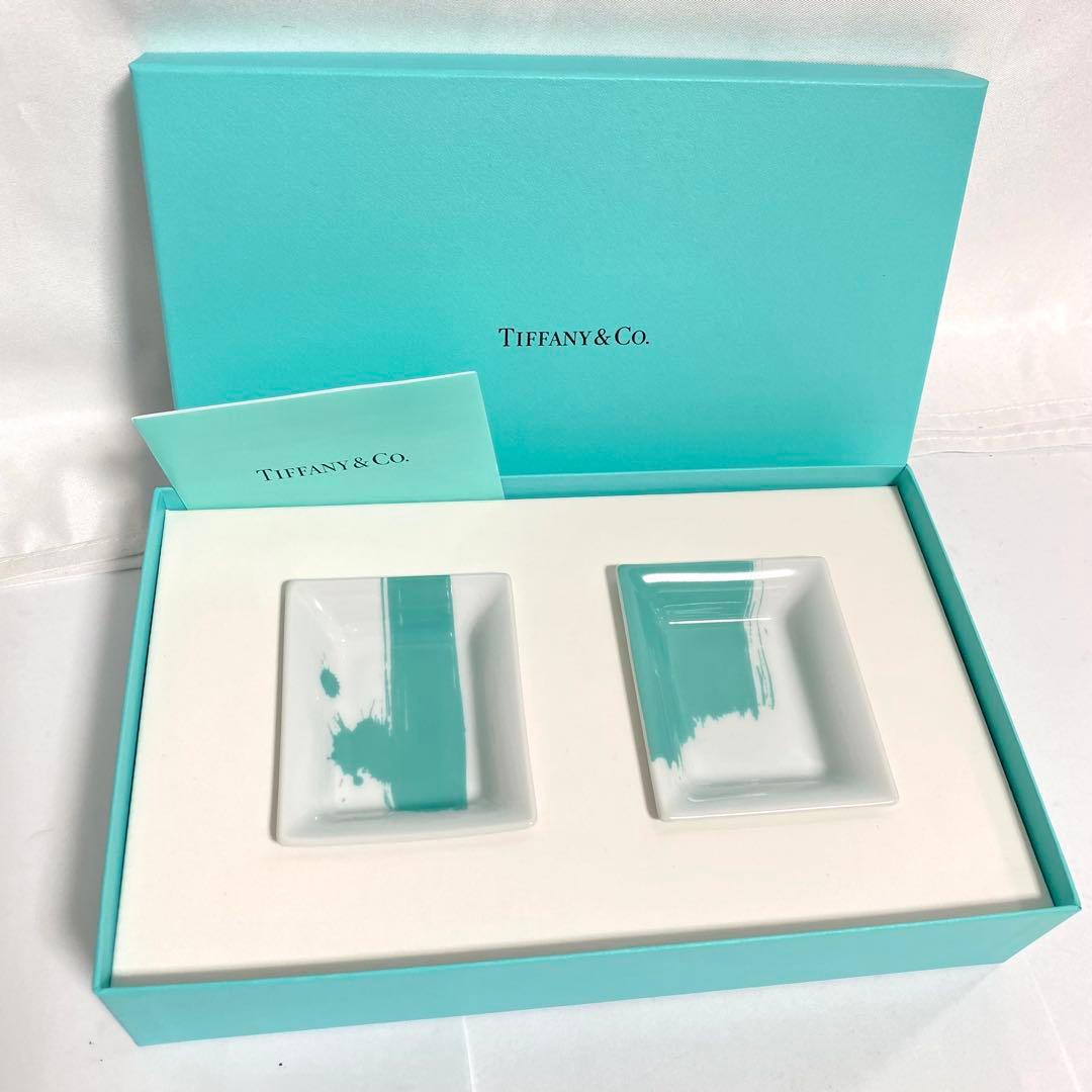【未使用】Tiffany ティファニー ミニトレイ 小物入れ 陶器 セット
