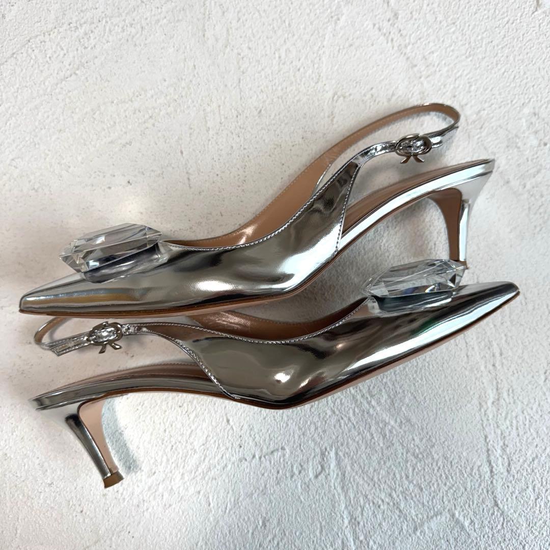 24SS ジャンヴィトロッシ JAIPUR SLING 宝石パンプス シルバー