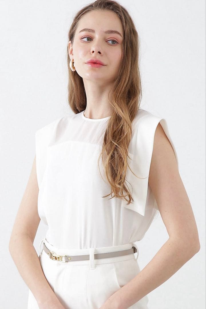 【新品】ピンキーアンドダイアン◆シアーコンビブラウス ホワイト 38