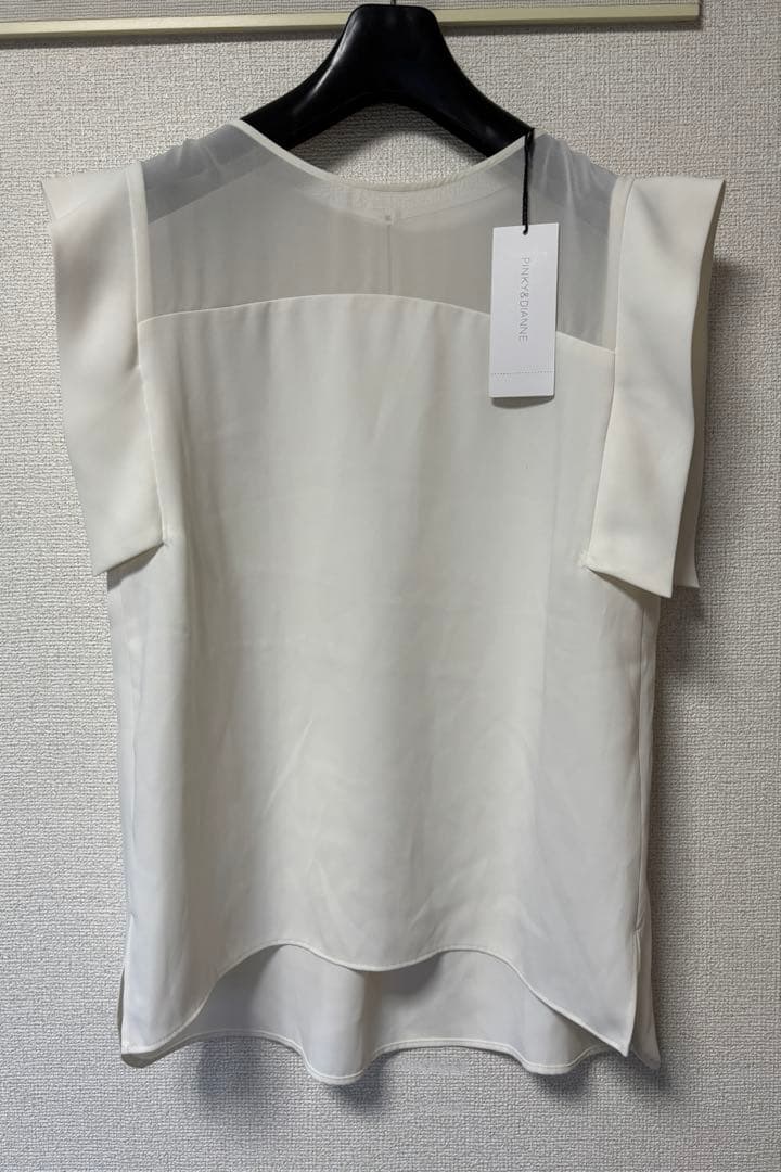 【新品】ピンキーアンドダイアン◆シアーコンビブラウス ホワイト 38
