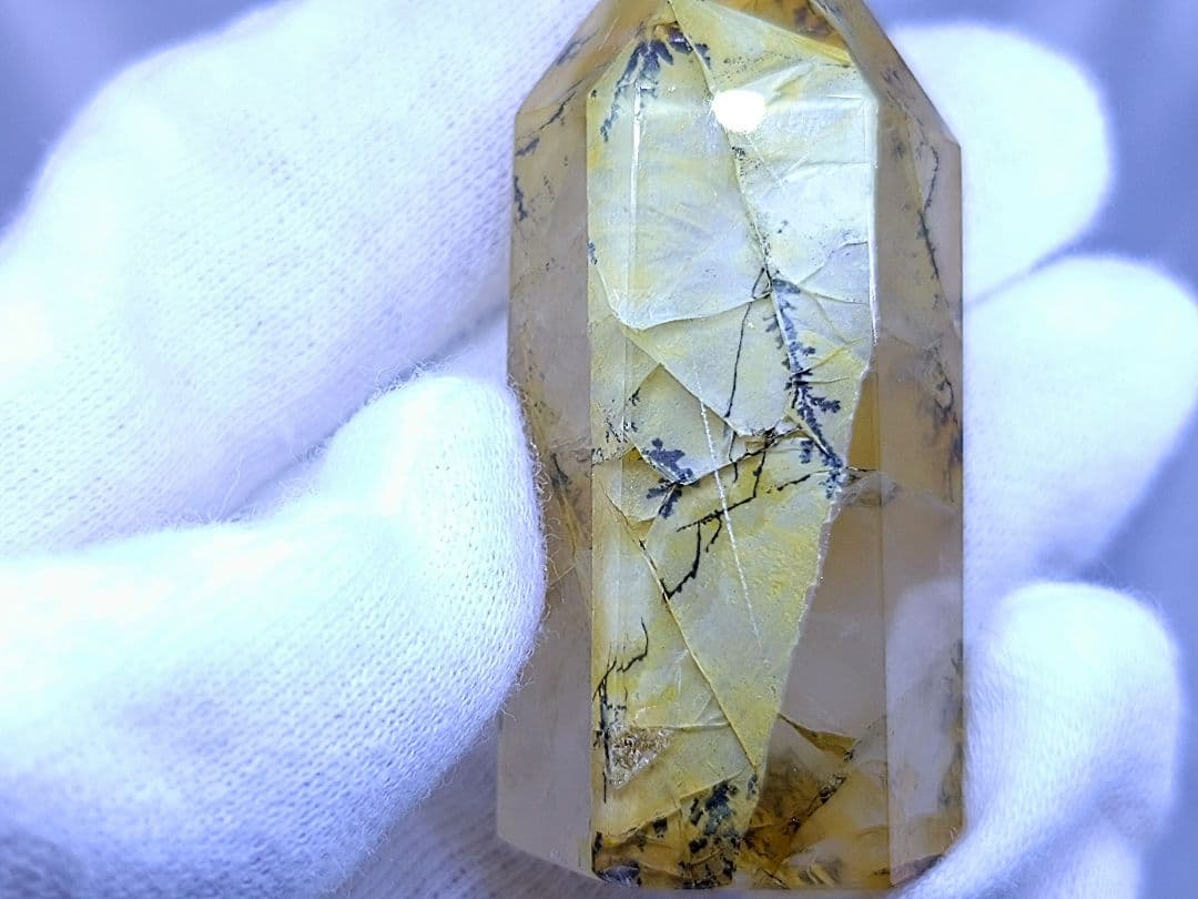 高品質　デンドリティック　ゴールデンヒーラー　共生　水晶　ポイント　六角柱