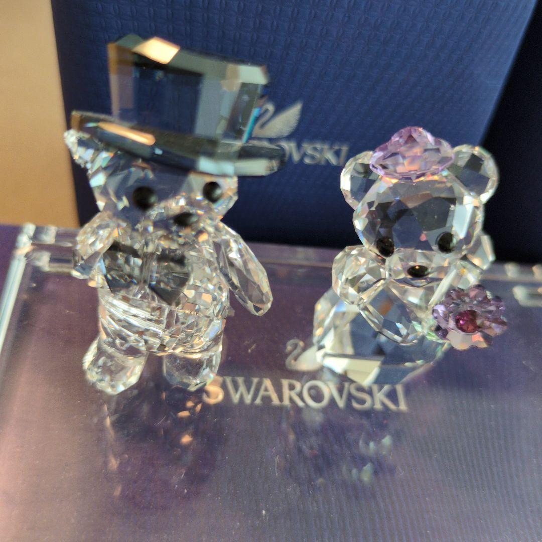 Swarovski クリスタルくま 2体セット　プレート付き