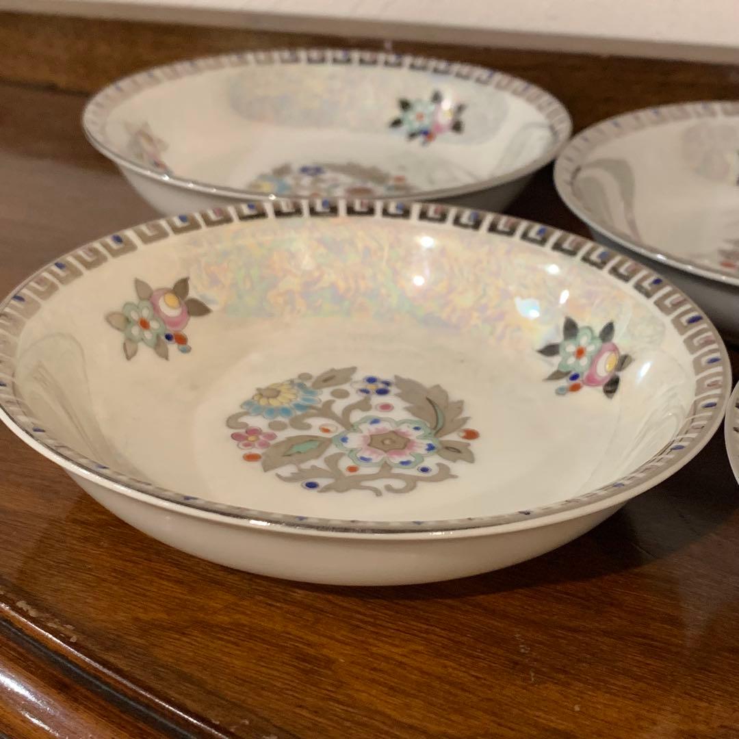 日本陶器会社 オールドノリタケ ノリタケ 花柄装飾の陶器皿6枚セット