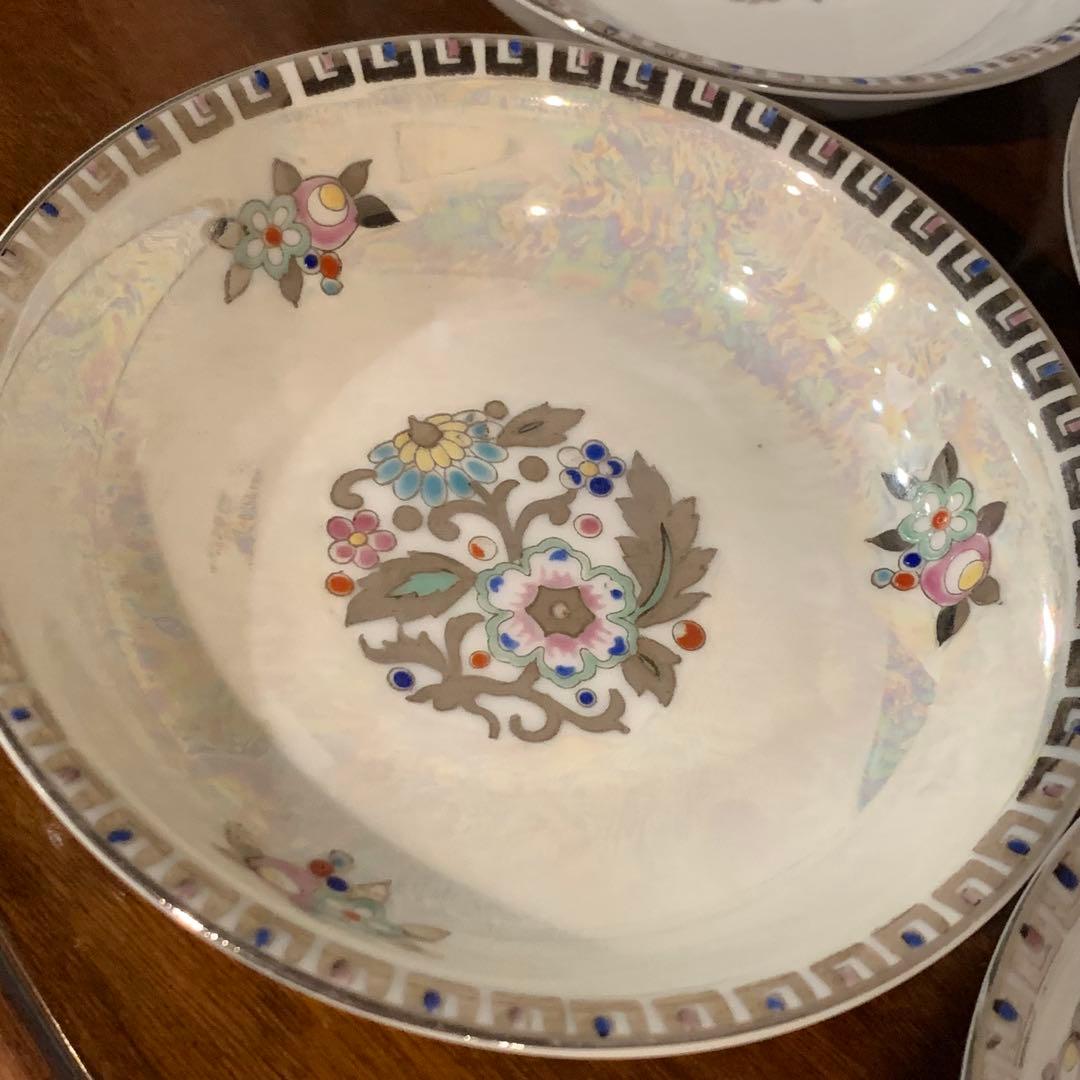 日本陶器会社 オールドノリタケ ノリタケ 花柄装飾の陶器皿6枚セット