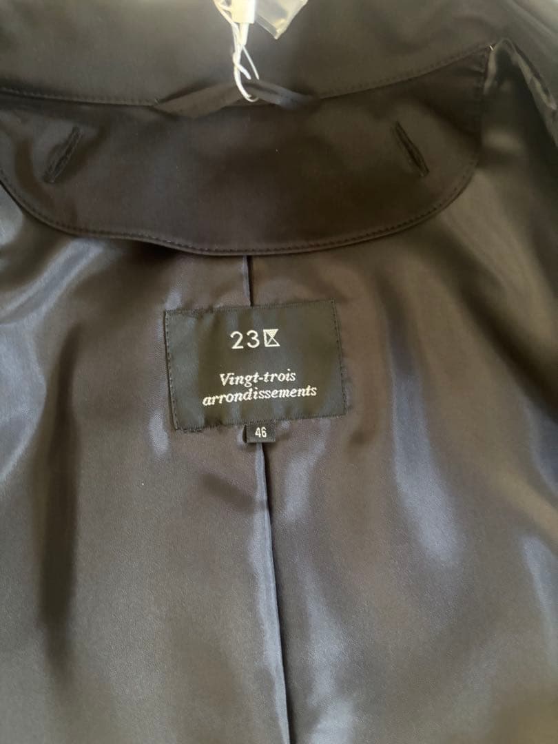 23区ブラック トレンチコート 大きいサイズ46 取り外しベスト付き