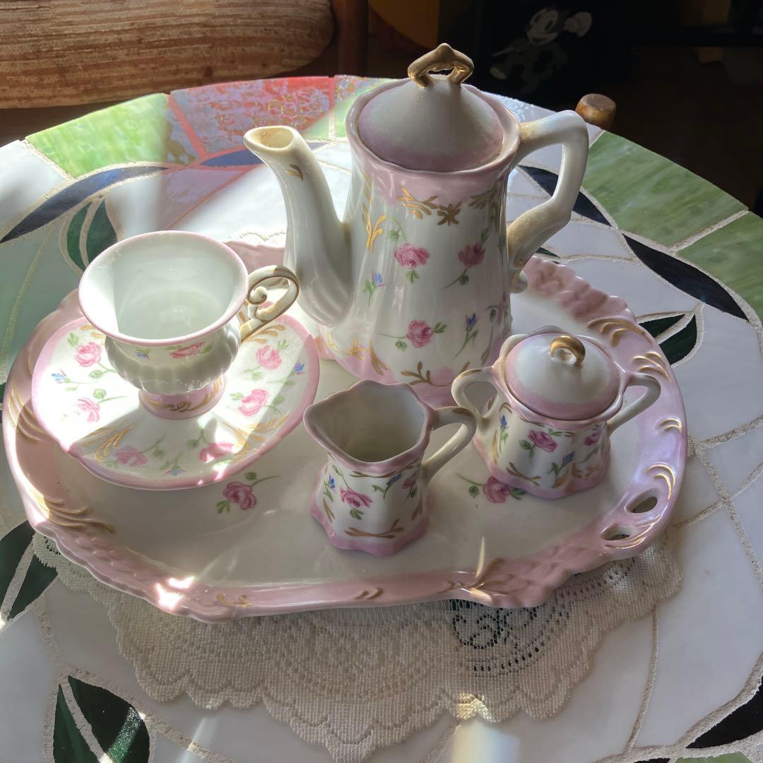 ハンドメイドヨーロピアンチャイナペインティングティー５点セット