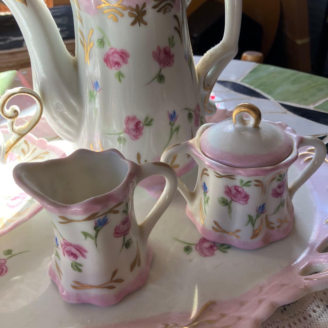 ハンドメイドヨーロピアンチャイナペインティングティー５点セット