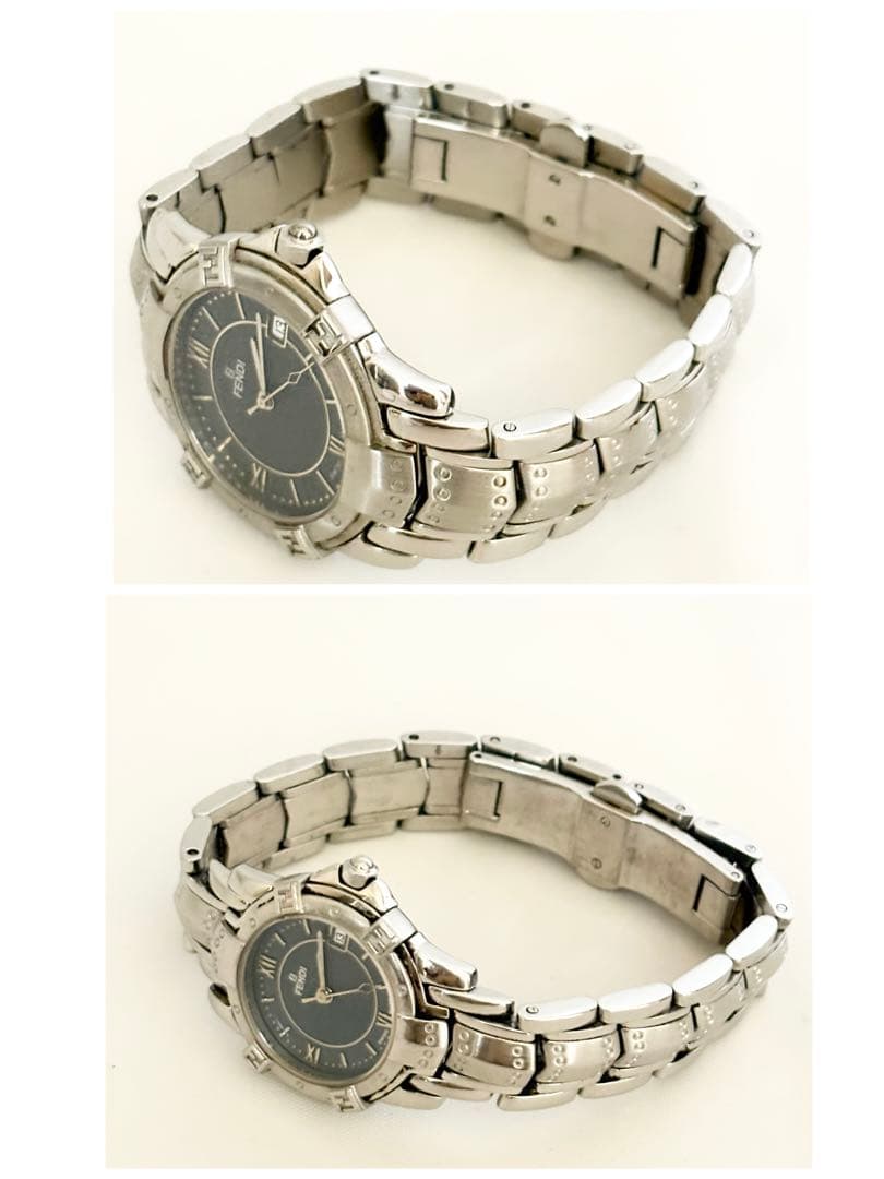 【ペアウォッチ】FENDI 腕時計 レディース・メンズ２本　ネイビー調 シルバー