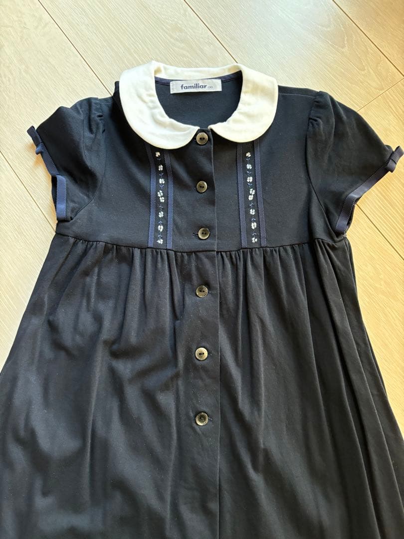 美品★familiar 襟付きワンピース 130サイズ 紺色