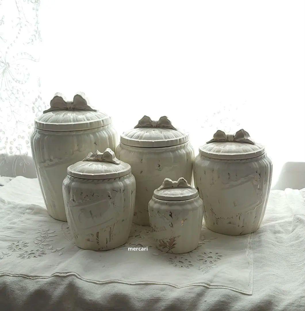 アンティーク リボンキャニスターセット