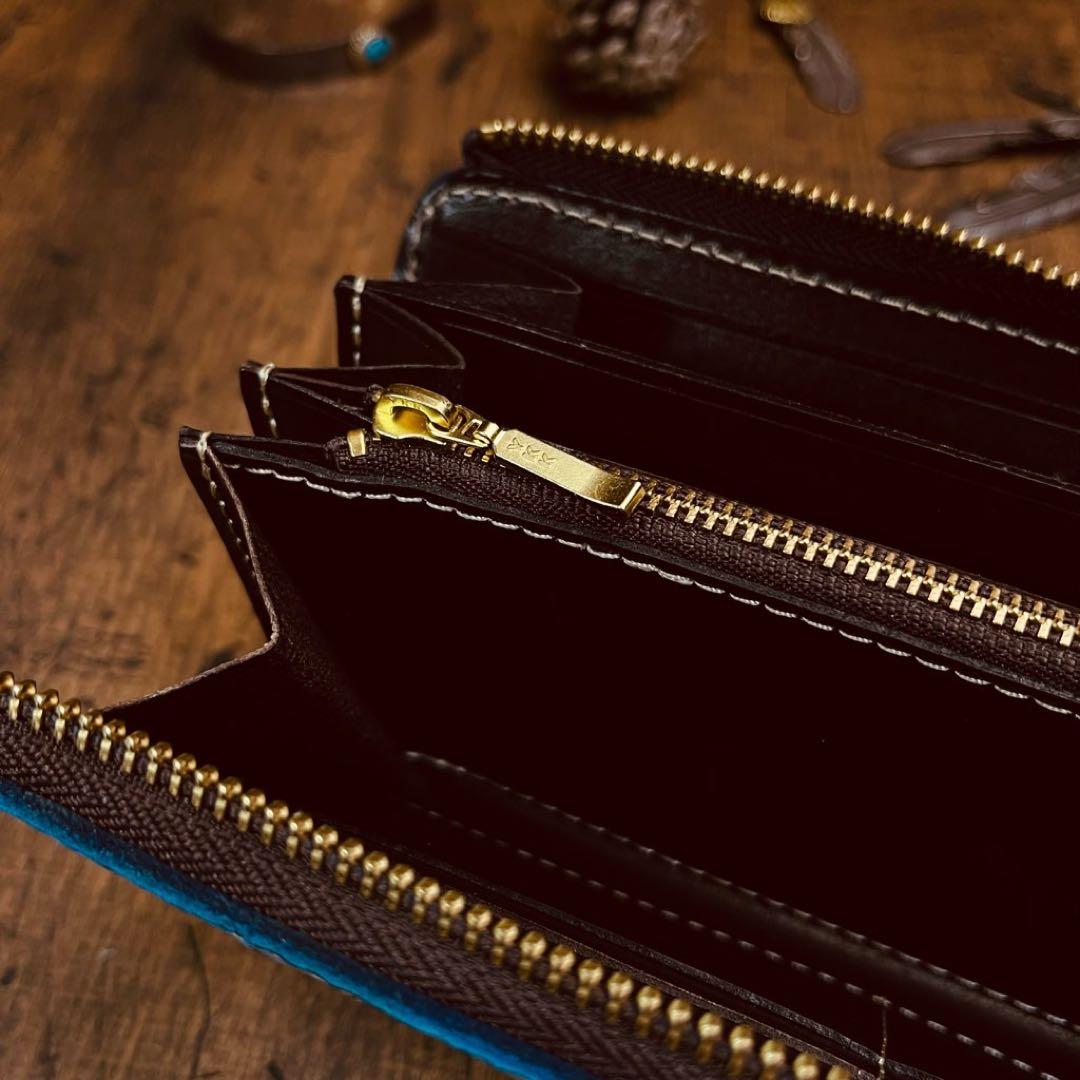 L字ラウンドジップ ブライドルレザー イントレチャート メンズ 財布 長財布