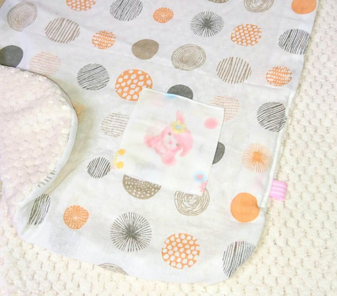 専用❤みかん＊ふわっサラ❤手拭いヘアドライタオル❤ドットパッチ＊オレンジ系。