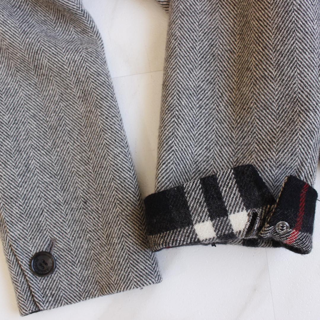 バーバリーロンドン ダブルフェイスコート カシミヤ フォックス ヘリンボーン L