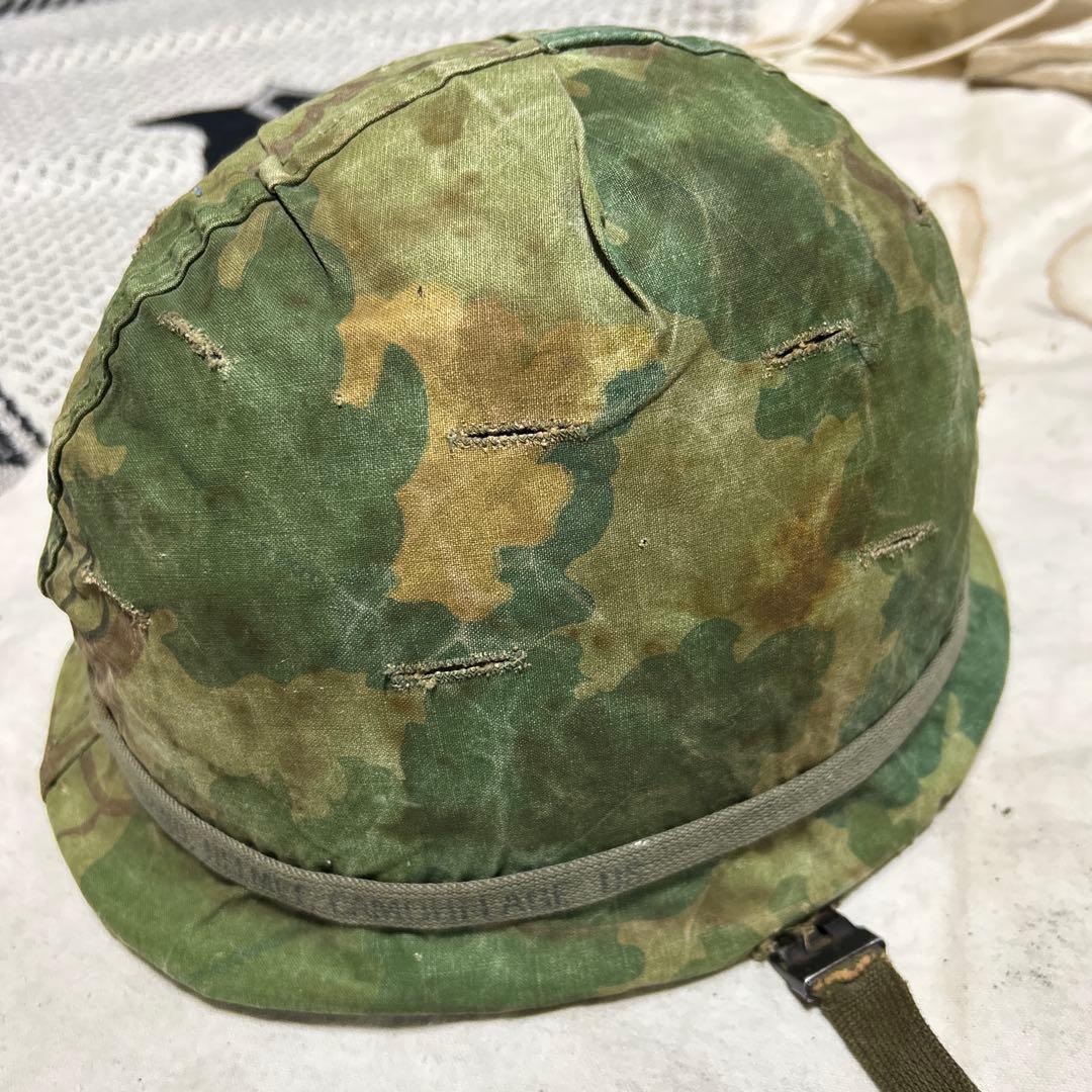 米軍実物 ナム戦 ヘルメットセット M1 ミッチェルカモ デッド汗止め付き