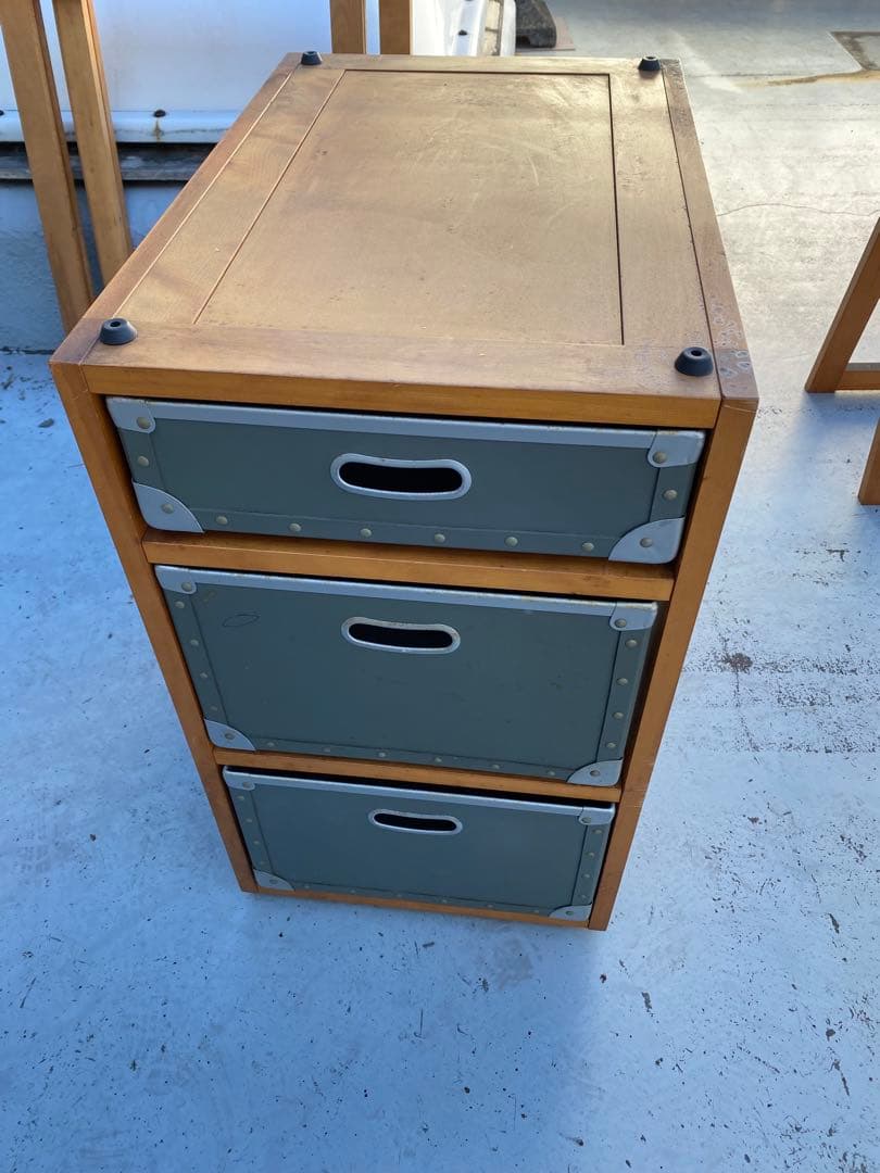 木製シンプルデスク 引き出し3つ付き