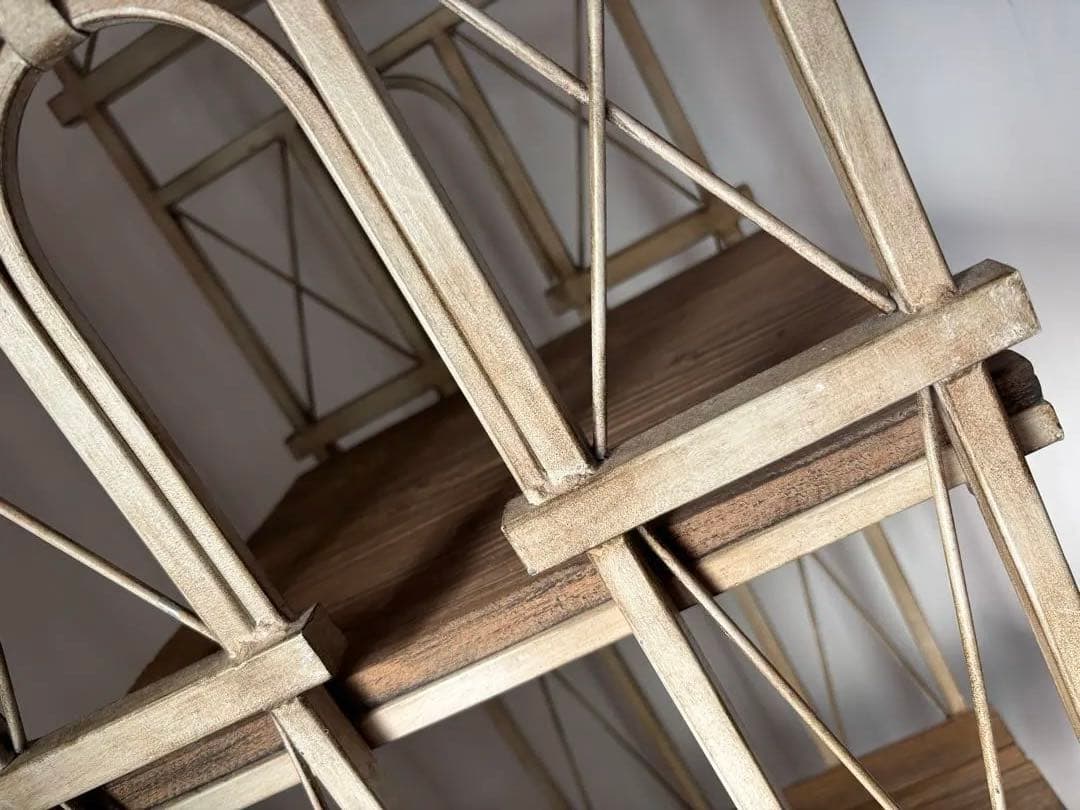 直接取引限定　 アンティーク調　天然木　メタルラック オープンシェルフ 4段